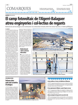 El Camp Fotovoltaic De L'algerri-Balaguer Atreu Enginyeries