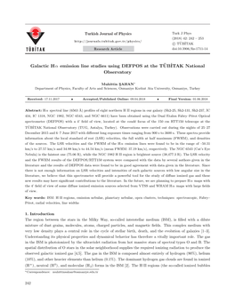 Galactic Hα Emission Line Studies Using DEFPOS at the T¨UB˙ITAK