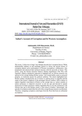 International Journal of Arts and Humanities(IJAH)