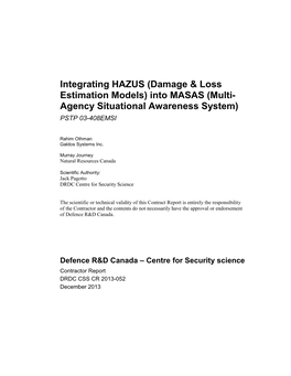 Integrating HAZUS Into MASAS