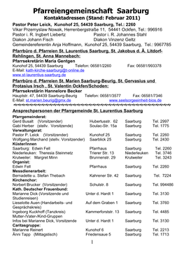 Ansprechpersonen Der Pfarrgemeinde St