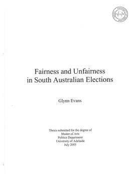 Fairness and Unfairness in South Australian Elections