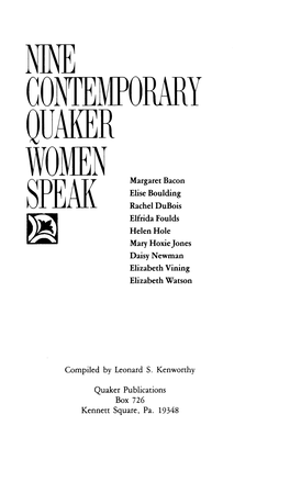 Nine Contemporary Quaker Women