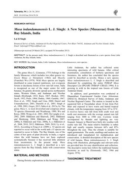 Musa Indandamanensis LJ Singh