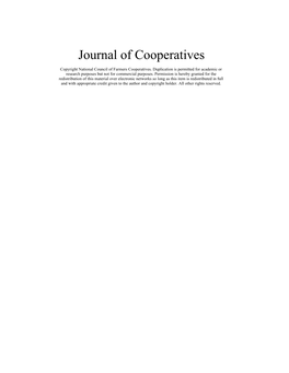 Factors That Influence the Commitment of Members to Their Cooperative Organization Joan R