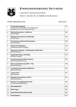 Einwohnergemeinde Deitingen Vom 22