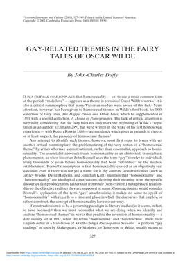 Gay-Related Themes in the Fairy Tales of Oscar Wilde