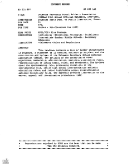 DOCUMENT RESUME TITLE Delaware Secondary School