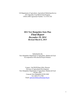 New Hampshire State Plan Final Report December 19, 2014 Revised March 6, 2015