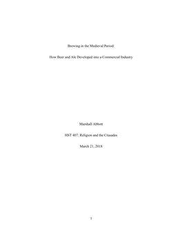 1 Brewing in the Medieval Period: How Beer and Ale Developed Into A