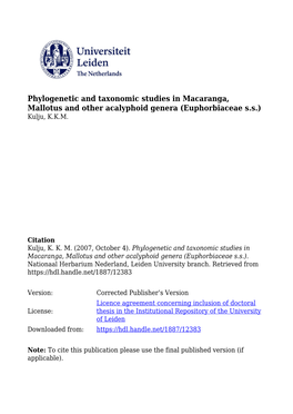 Re-Discovery and Phylogenetic Position of the Incertae Sedis Genus Afrotrewia (Euphorbiaceae): Morphological, Pollen and Molecular Evidence