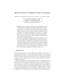 Wireless Protocol Validation Under Uncertainty