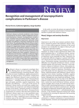 Recognition and Management of Neuropsychiatric Complications in Parkinson’S Disease