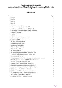 Supplementary Information for Inadequate Regulation of the Geological Aspects of Shale Exploitation in the UK