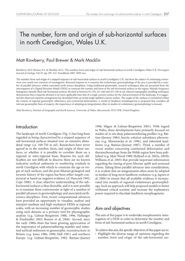 The Number, Form and Origin of Sub-Horizontal Surfaces in North Ceredigion 207