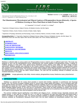 A Species of Mistletoe Growing on Three Plant Hosts in South-Western Nigeria