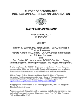 Theory of Constraints International Certification Organization