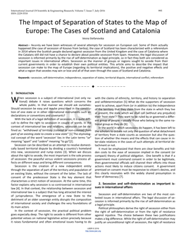 The Cases of Scotland and Catalonia Vesna Stefanovska