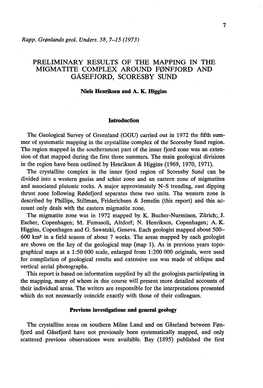 Preliminary Results of the Mapping in the Migmatite Complex Around