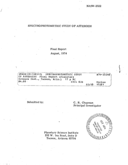 Nasw-2522 Spectrophotometric Study