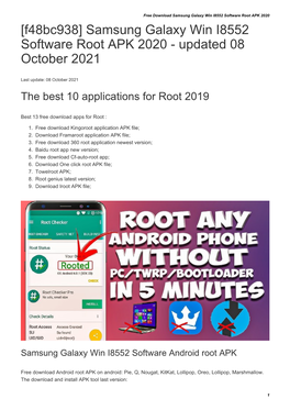 Samsung Galaxy Win I8552 Software Root APK 2020 [F48bc938] Samsung Galaxy Win I8552 Software Root APK 2020 - Updated 08 October 2021