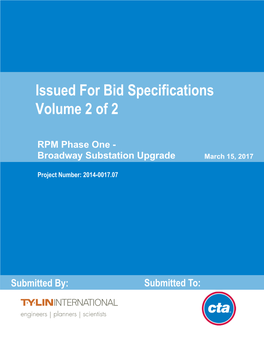 Issued for Bid Specifications Volume 2 of 2