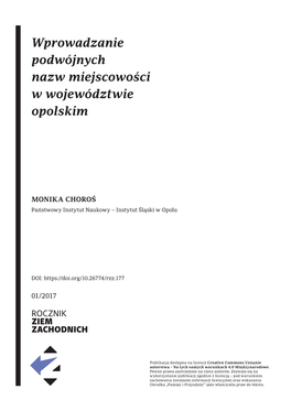 Wprowadzanie Podwójnych Nazw Miejscowości W Województwie Opolskim