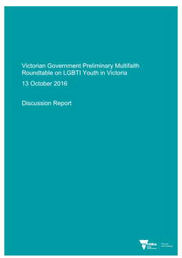 Multifaith Roundtable on LGBTI Youth in Victoria 13 October 2016