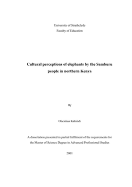 Cultural Perceptions of Elephants by the Samburu People in Northern Kenya