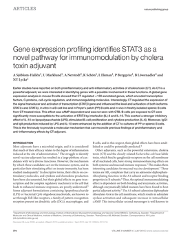 Gene Expression Profiling Identifies STAT3 As a Novel Pathway for Immunomodulation by Cholera Toxin Adjuvant