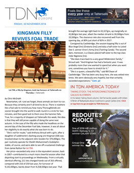 Kingman Filly Revives Foal Trade