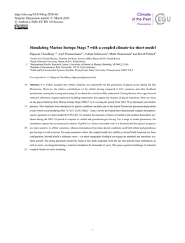 Simulating Marine Isotope Stage 7 with a Coupled Climate-Ice Sheet