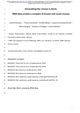 Unravelling the Virome in Birch: RNA-Seq Reveals A