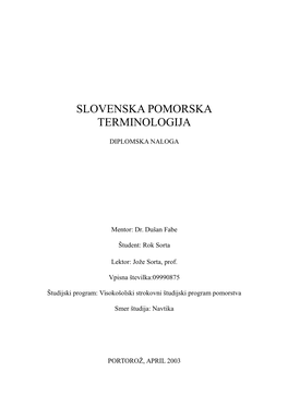 Slovenska Pomorska Terminologija