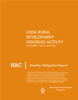 Usda Rural Development Housing Activity November - Fiscal Year 2021