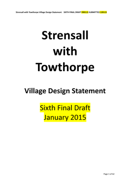 Strensall with Towthorpe Village Design Statement SIXTH FINAL DRAFT 090115 SUBMITTED 120115