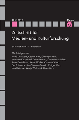 Zeitschrift Für Medien- Und Kulturforschung 10/2/2019