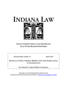 From Insull to Enron: Corporate (Re)Regulation After the Rise and Fall of Two Energy Icons