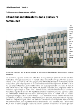 Situations Inextricables Dans Plusieurs Communes