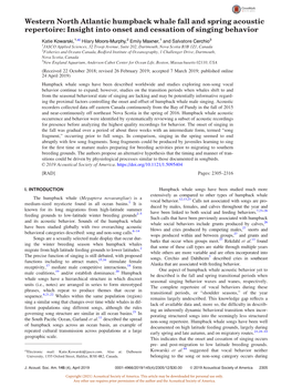 Western North Atlantic Humpback Whale Fall and Spring Acoustic Repertoire: Insight Into Onset and Cessation of Singing Behavior