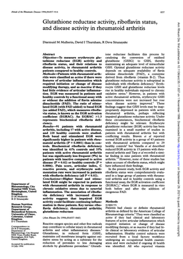 Glutathione Reductase Activity, Riboflavin Status, and Disease