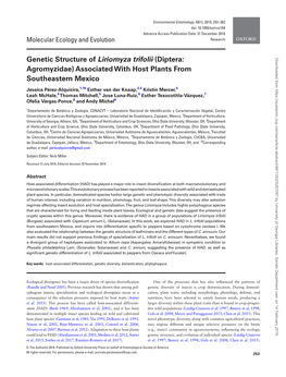 Genetic Structure of Liriomyza Trifolii (Diptera