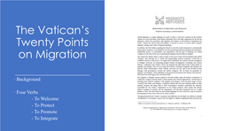 The Vatican's Twenty Points on Migration: a Primer