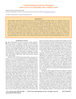 Contextualizing Curational Strategies at the Late Lower Paleolithic Site of Holon, Israel