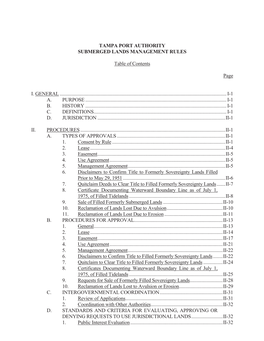 Tampa Port Authority Submerged Lands Management Rules