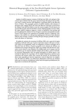 Historical Biogeography of the New-World Pupfish Genus