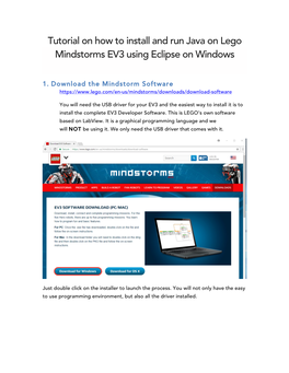 Tutorial on How to Install and Run Java on Lego Mindstorms EV3 Using Eclipse on Windows