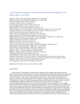 In Situ Geochronology for the Next Decade: Mission Designs for the Moon, Mars, and Vesta