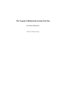 The Tragedy of Richard the Second, Part One