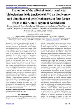 Evaluation of the Effect of Locally Produced Biological Pesticide